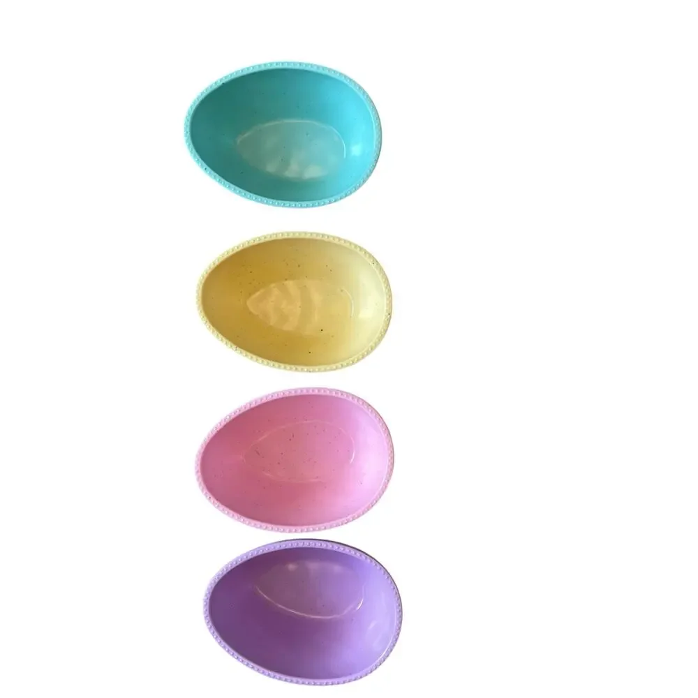 BUNNY & BEAN Easter Egg Shaped Melamine Tidbit Bowls 5x3.5 Set of 4 Pastel New